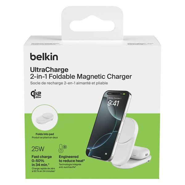 Belkin UltraCharge 25W Qi2 magn. 2-in-1 Lad.klappb.ws. WIZ039kqWH