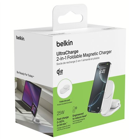 Belkin UltraCharge 25W Qi2 magn. 2-in-1 Lad.klappb.ws. WIZ039kqWH