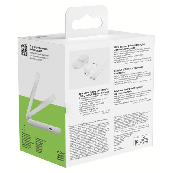 Belkin UltraCharge 25W Qi2 magn. 2-in-1 Lad.klappb.ws. WIZ039kqWH