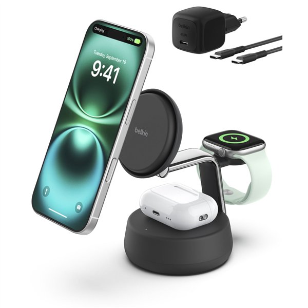 Belkin UltraCharge Pro 25W Qi2 mag.3-in-1 Ladest.sw. WIZ040kqCH