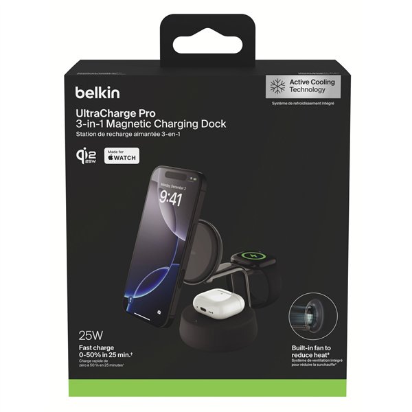 Belkin UltraCharge Pro 25W Qi2 mag.3-in-1 Ladest.sw. WIZ040kqCH