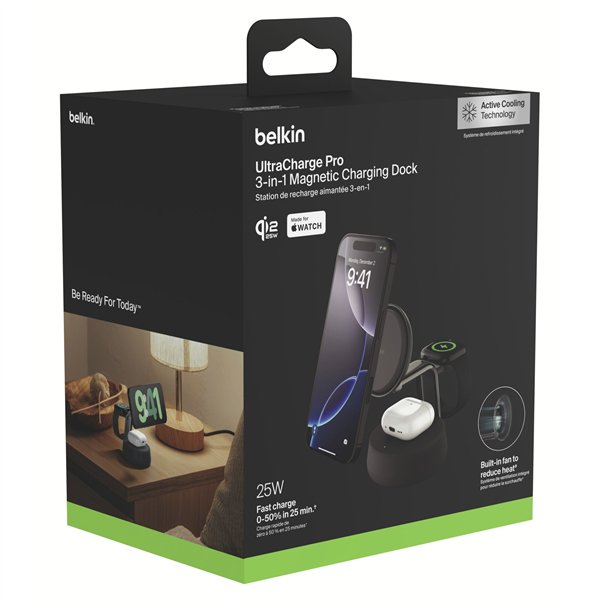 Belkin UltraCharge Pro 25W Qi2 mag.3-in-1 Ladest.sw. WIZ040kqCH