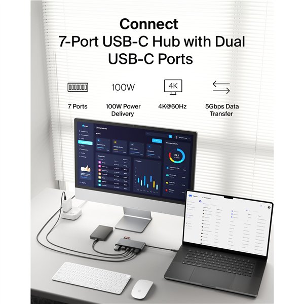 Belkin CONNECT USB-C 7-in-1 Hub Dual USB-C Ports arg.AVC023hqSGY