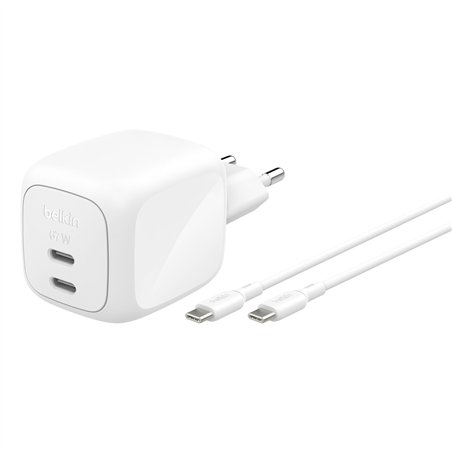 Belkin caricatore Dual USB-C 67W PD PPS+2m cavo WCH020kq2MWH-B6