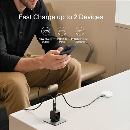 Belkin caricatore Dual USB-C 50W PD + PPS , nero       WCH019kqBK