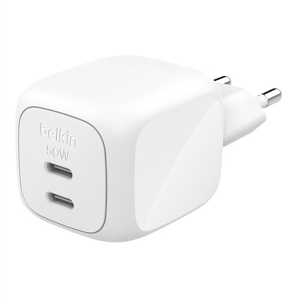 Belkin caricatore Dual USB-C 50W PD + PPS , bianco     WCH019kqWH