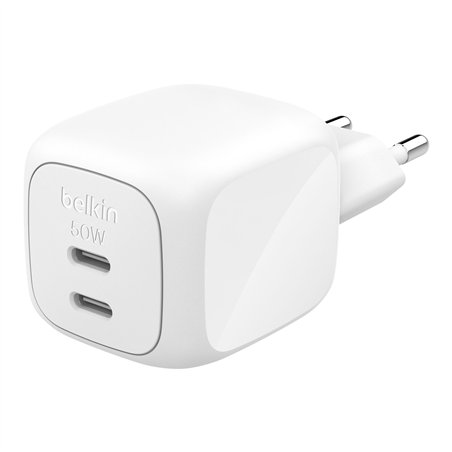 Belkin caricatore Dual USB-C 50W PD + PPS , bianco     WCH019kqWH
