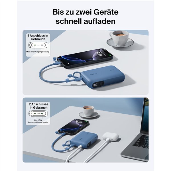 Belkin Powerbank con Display 20W 10.000mAh USB-C blu BPB027hqBL