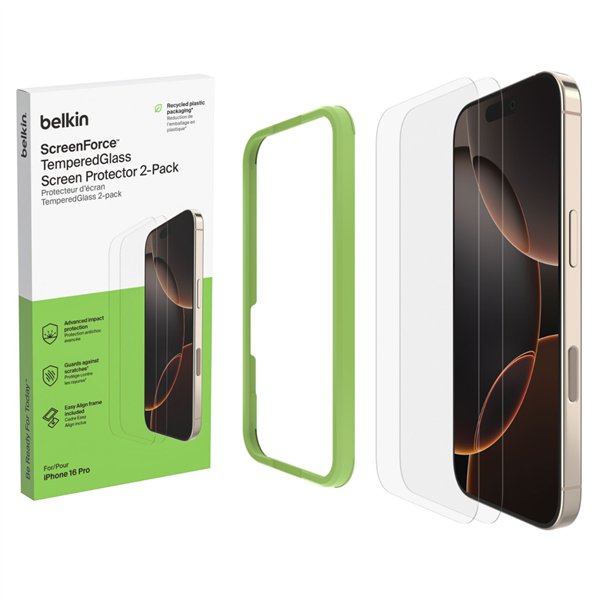 2x1 Belkin ScreenForce Temp.Gl. Displays. iPh.17/16 Pro OVA165hq