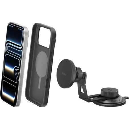 Belkin Magn.kabelloses Kfz-Lade- gerät Qi2 m.Halterung WIC013hqBK