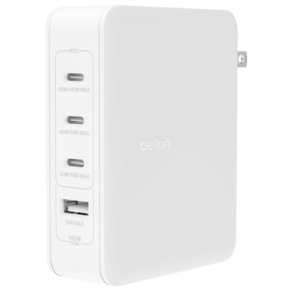 Belkin BOOST Charge 140W 4-Port GaN, 3xUSB-C 1xUSB-A  WCH014btWH