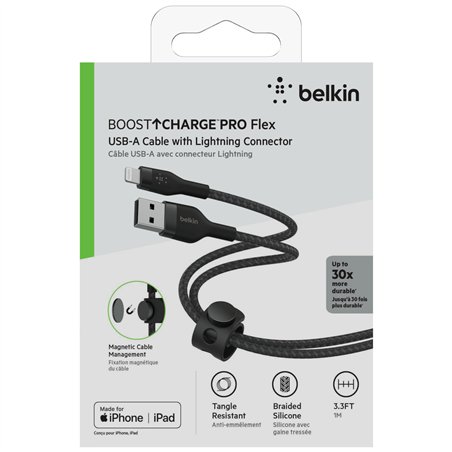 Belkin Flex Lightning/USB-A 1m mfi cert., nero CAA010bt1MBK