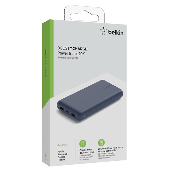 Belkin Powerbank 20.000mAh blu 15W+USB-A/C cavo 15cm BPB012BTBL