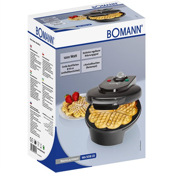 Bomann WA 5018 CB nero macchina per waffle cuore