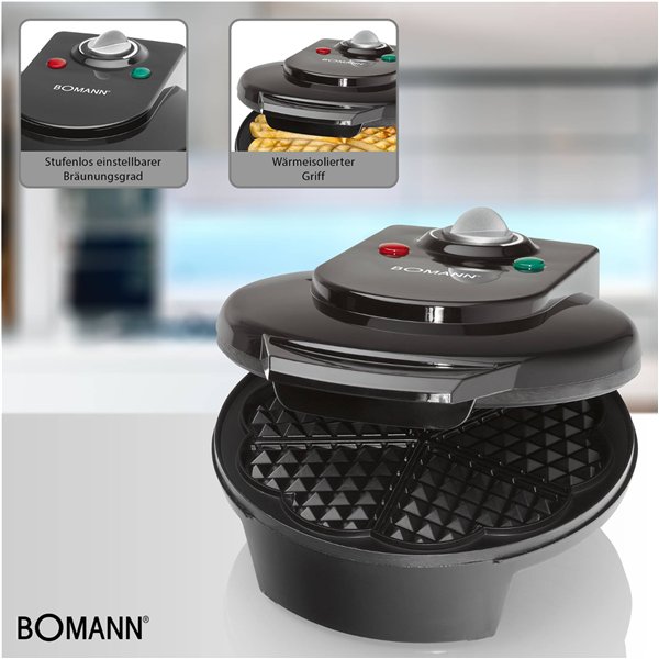 Bomann WA 5018 CB nero macchina per waffle cuore