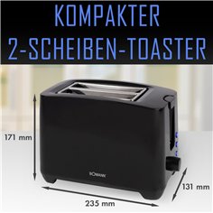 Bomann TA 6065 CB nero tostapane 2 fette 2