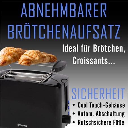 Bomann TA 6065 CB nero tostapane 2 fette