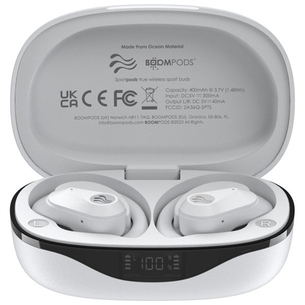 Boompods Sportpods Ocean TWS bianco