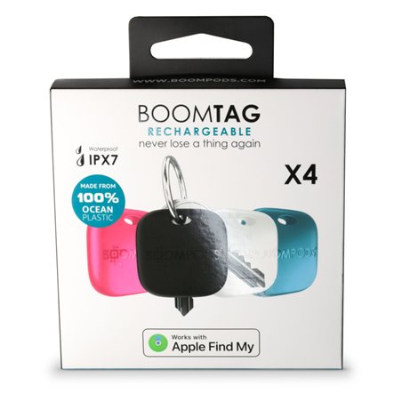 Boompods Boomtag ricaricab. 4pz nero, blu, bianco, rosa