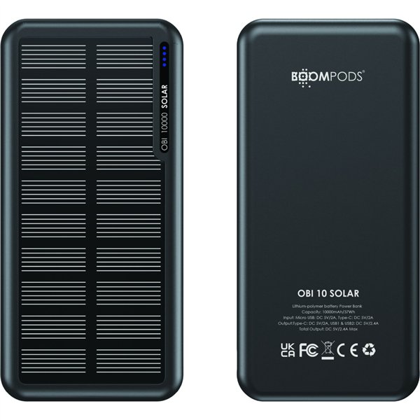 Boompods Obi 10,000mAh Solar Powerbank - nero