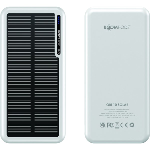 Boompods Obi 10,000mAh Solar Powerbank - bianco