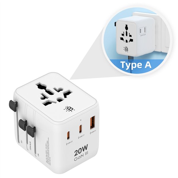 Boompods World Travel Plug 20W White