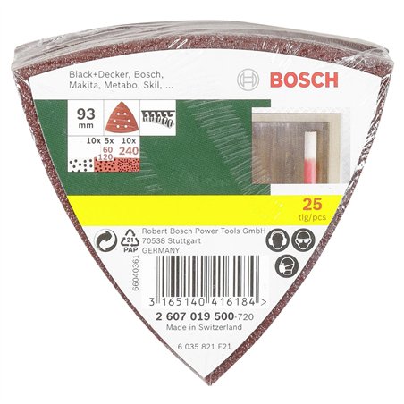 Bosch 25 Fogli abrasivi per levigatrice delta gran.60/120/24