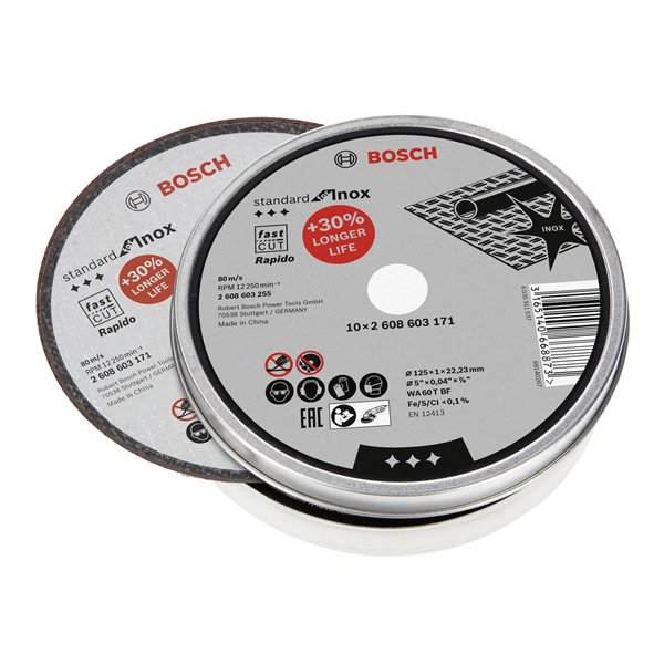Bosch mola da taglio dritta per Inox Rapido in scat. 10x125,1mm