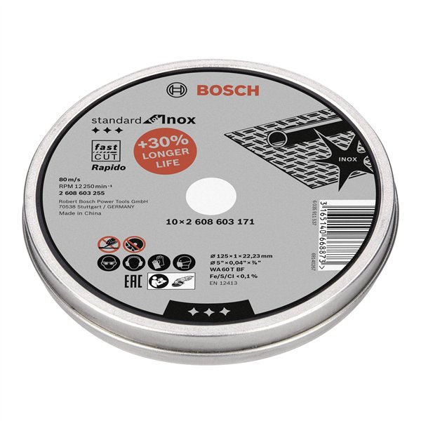 Bosch mola da taglio dritta per Inox Rapido in scat. 10x125,1mm
