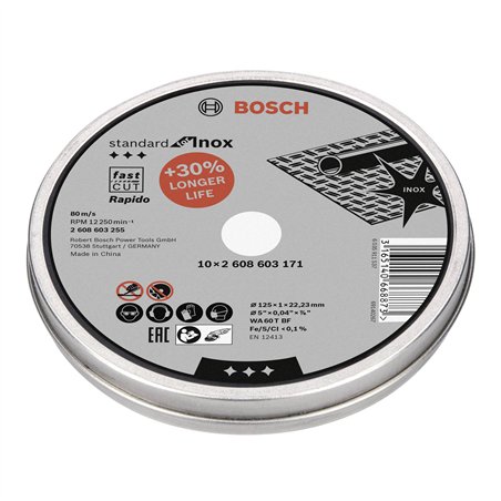 Bosch mola da taglio dritta per Inox Rapido in scat. 10x125,1mm