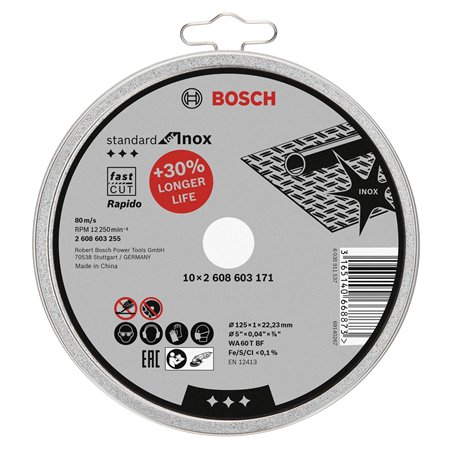 Bosch mola da taglio dritta per Inox Rapido in scat. 10x125,1mm