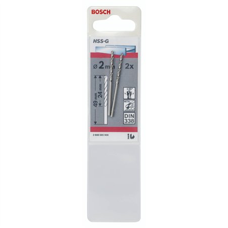 Bosch 2 punte per metallo HSS-G 2,0x24x49mm