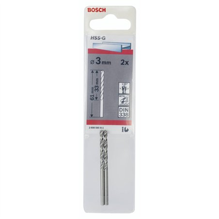 Bosch 2 punte per metallo HSS-G 3,0x33x61mm