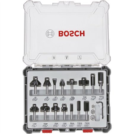 Bosch 15 pz. set frese miste 6mm codolo
