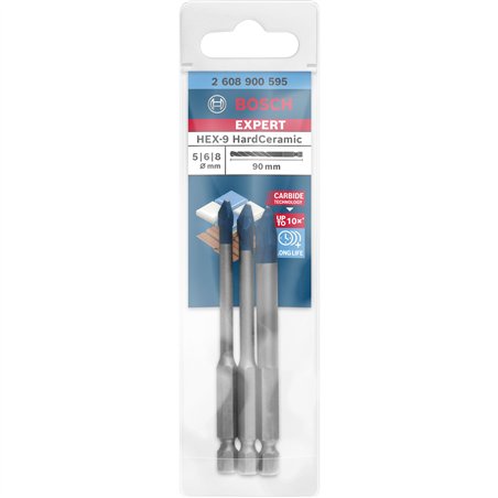 Bosch EXPERT HEX-9 HardCeramic punte, 3pz. kit 5/6/8