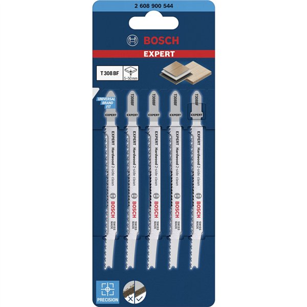 Bosch EXPERT lame per seghett. T308BF Hardwood 2-side clean 5pz