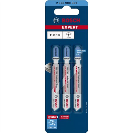 Bosch EXPERT lame per seghett. T118EHM 3Stk Stainless Steel