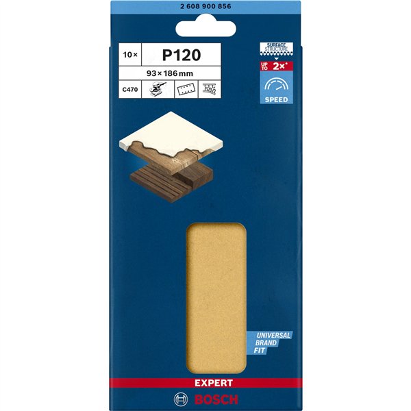 Bosch EXPERT fog.abrasivo C470, 93x186mm,K120, 10x