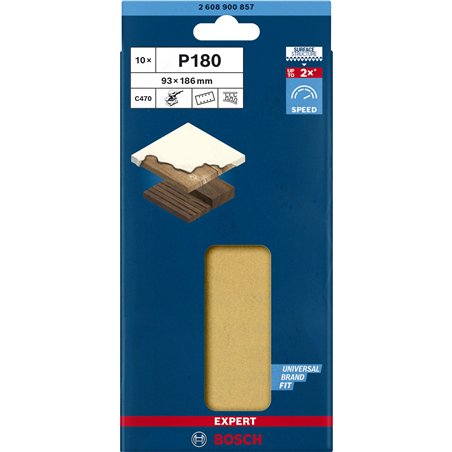 Bosch EXPERT fog.abrasivo C470, 93x186mm,K180, 10x