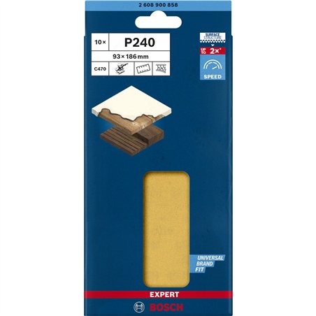 Bosch EXPERT fog.abrasivo C470, 93x186mm,K240, 10x