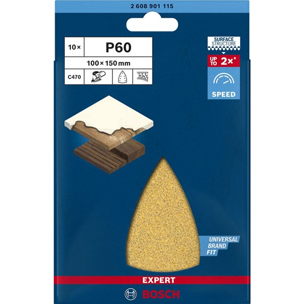 Bosch fog.abrasivo C470,100x150 mm,K60,10x