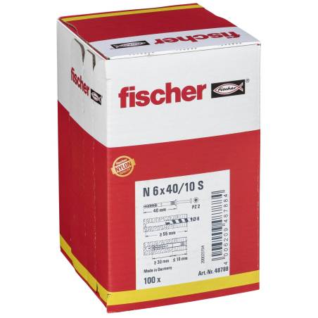Fischer tasselli vite chiodo N 6x40/10 S 100 pz.