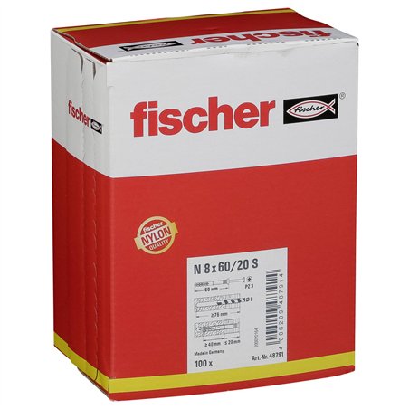 Fischer tasselli vite chiodo N 8x60/20 S 100 pz.