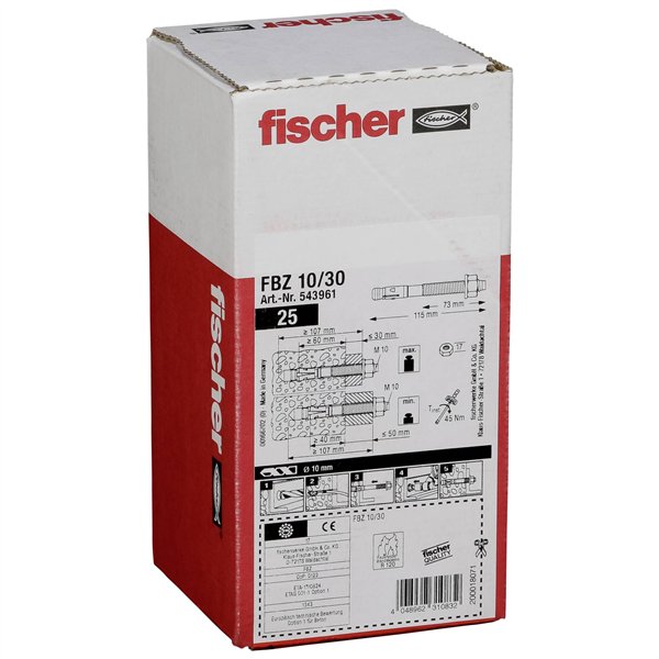 Fischer bullone di ancoraggio FBZ 10/30 25 pz.