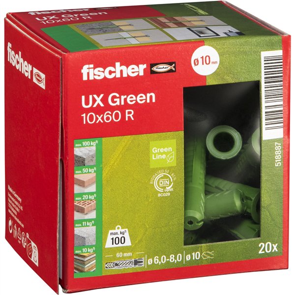 Fischer tassello univ. UX verde 10x60 R