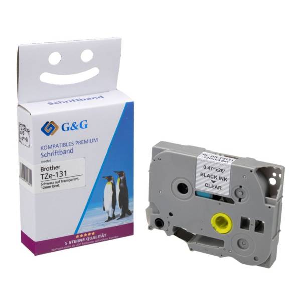 G&G nastro 12mm x 8m ne-tr. comp. c. Brother TZe-131