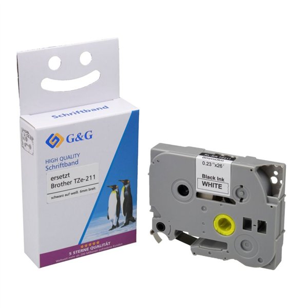 G&G nastro 6mm x 8m ne-bi. comp. c. Brother TZe-211