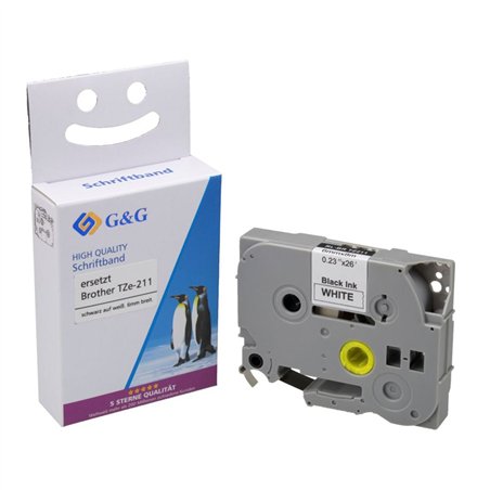 G&G nastro 6mm x 8m ne-bi. comp. c. Brother TZe-211