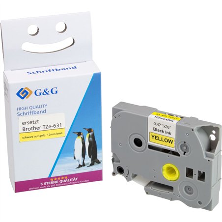 G&G nastro 12mm x 8m ne-gia. comp. c. Brother TZe-631