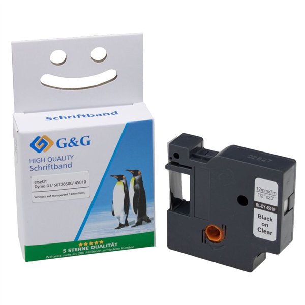 G&G nastro 12mm x7m ne-tr. comp. c. Dymo D1/ 45010/ S072050